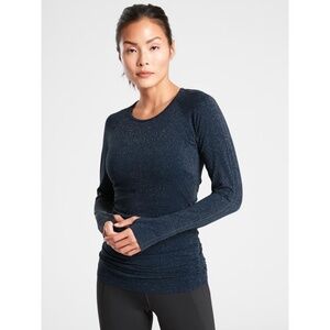 Athleta Navy Sparkle Long Sleeve Tee